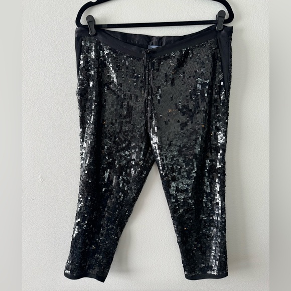Gryphon Black Sequin Pants Drawstring w/ Pockets Women's XS - Picture 2 of 12